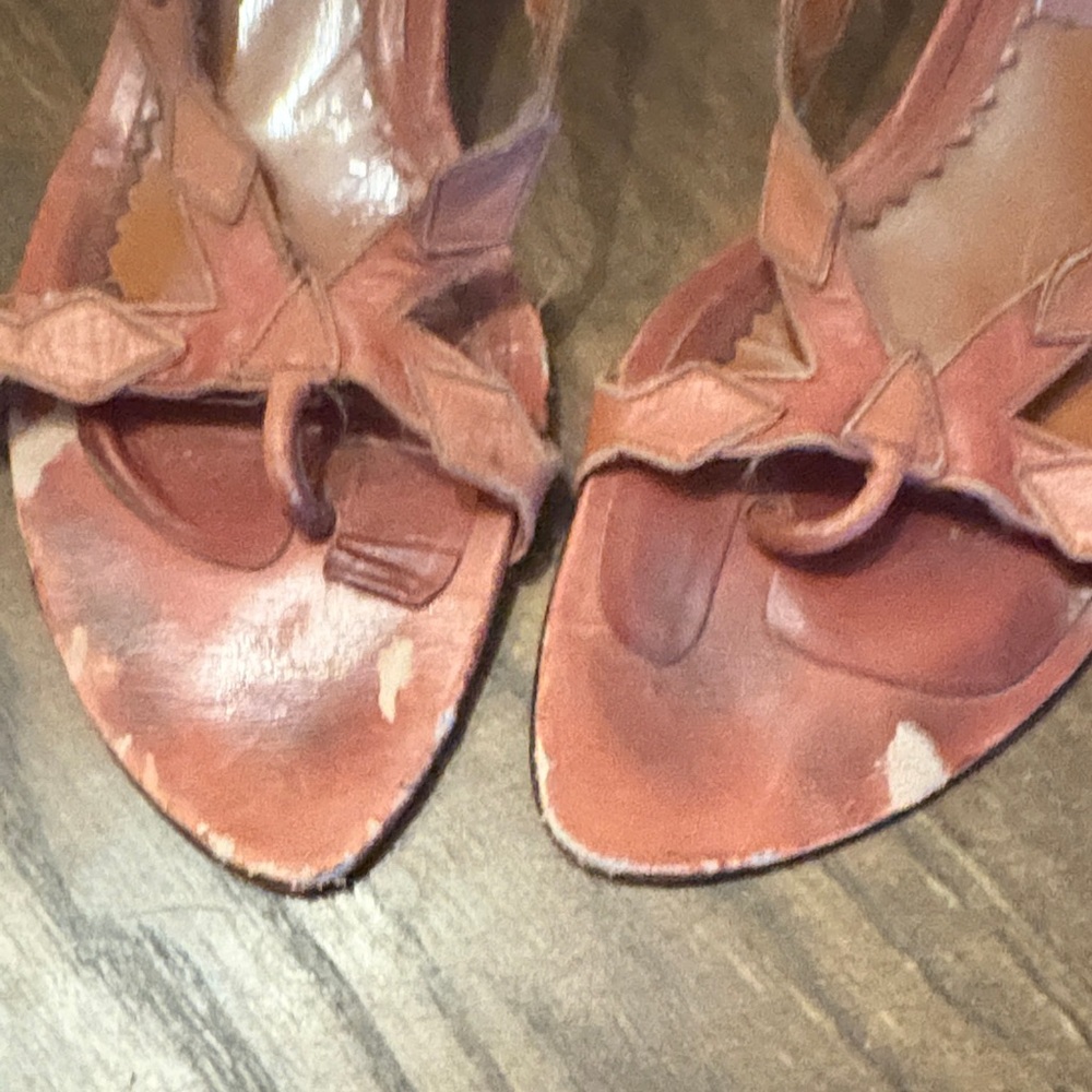 Susan Bennis/Warren Edwards Rustic Brown Braided Leather Slingback Heels - Picture 2 of 11